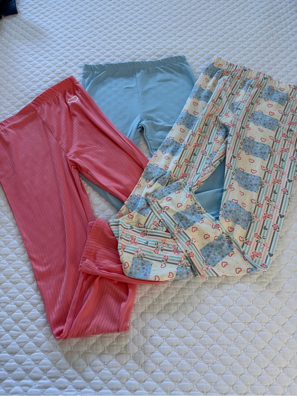 Girls' Cozy Pajama Leggings Set - Pink, Light Blue & Patterned